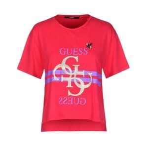 Guess dámské růžové tričko Logo
